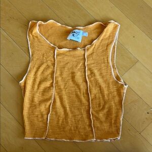 Princess Polly Orange Ribbed Crop Tank Top